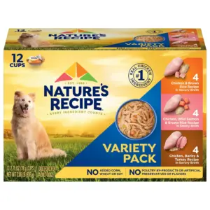 Nature’s Recipe Chicken | Salmon & Turkey Recipes Variety Pack Wet Dog Food | 2.75 Ounce. Cup | 12 Count | Original | 1