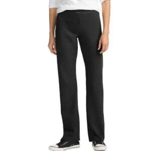 Hanes EcoSmart Women's Fleece Sweatpants with Open Bottom Legs | 28.5 (Petite Size) Ebony L | Charcoal Black | L Petite