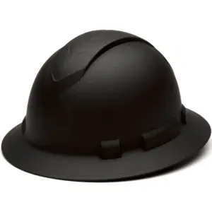 PYRAMEX Ridgeline Full Brim Hard Hat | 4-Point Ratchet Suspension | Matte Black Graphite Pattern