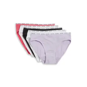 Calvin Klein Womens 5 Pack Comfort Waist Bikini Panty | M | White / Black / Heather Grey