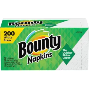 Bounty Quilted Napkins | 1 Ply | 12 x 12 | White | Paper | Soft | Absorbent | Strong | Durable | For Food Service | School | Office | 200 / Pack | Bundle of 10 Packs