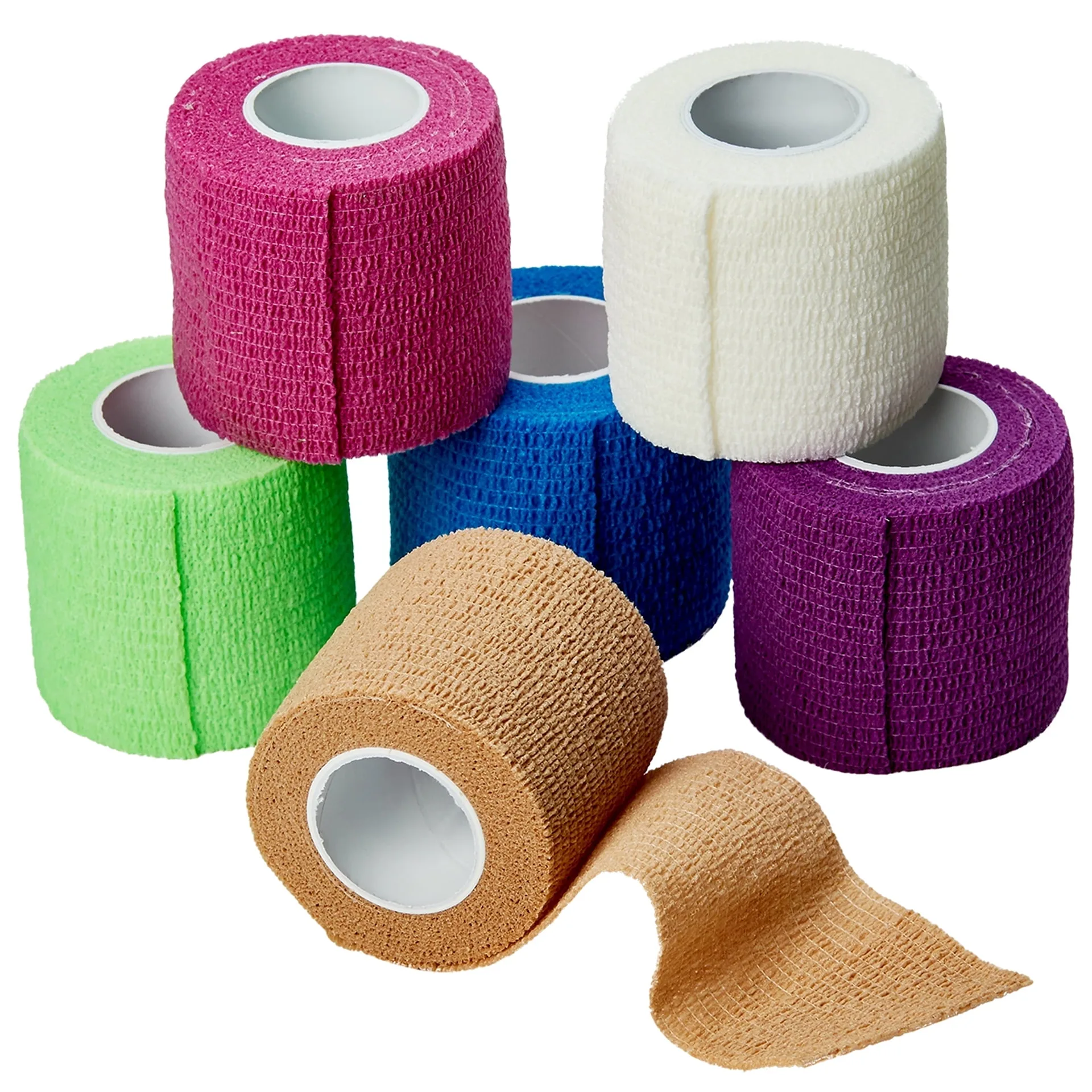 MEDca Cohesive Wrap Bandages | 2 x 5 Yards | 6 Count | Rainbow Colors | Self-Adhesive