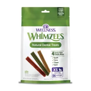 Wellness WHIMZEES Stix Dog Dental Treats | Natural Chews | Extra Small Size Stick | (56 Count) | 6