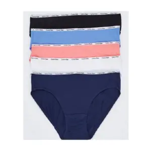 Calvin Klein Women's Signature Cotton Bikini | 5 Pack | Navy/Peri/Salmon/White/Black | XLarge | Blue | Extra Large