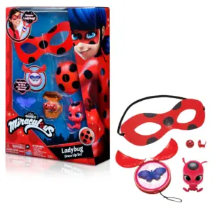 Miraculous Ladybug Dress-Up Set with Mask | Earrings | Yoyo | Akuma and Kwami Tikki | Girls and Boys | Kids 4+ | One Size