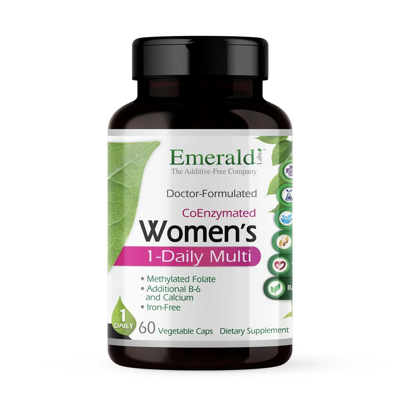 Emerald Labs Women's 1-Daily Multi | Complete Daily Multivitamin with Vitamin B | Calcium | Grapeseed Extract to Support Adrenal Function | Energy Levels | Hormonal Support | 60 Vegetable Capsules