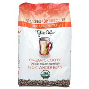Tylers Coffees Organic Coffee | Whole Bean | Decaffeinated | 12 Ounce