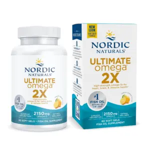 Nordic Naturals Ultimate Omega 2X Lemon Fish Oil 2150 mg Softgels | 60 Count for Heart & Brain Health