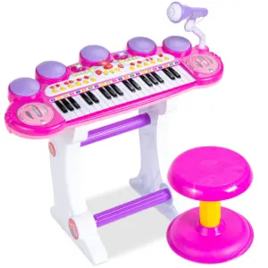 Best Choice Products 37-Key Kids Electronic Piano Keyboard w/ Multiple Sounds | Lights Microphone | Stool | Blue