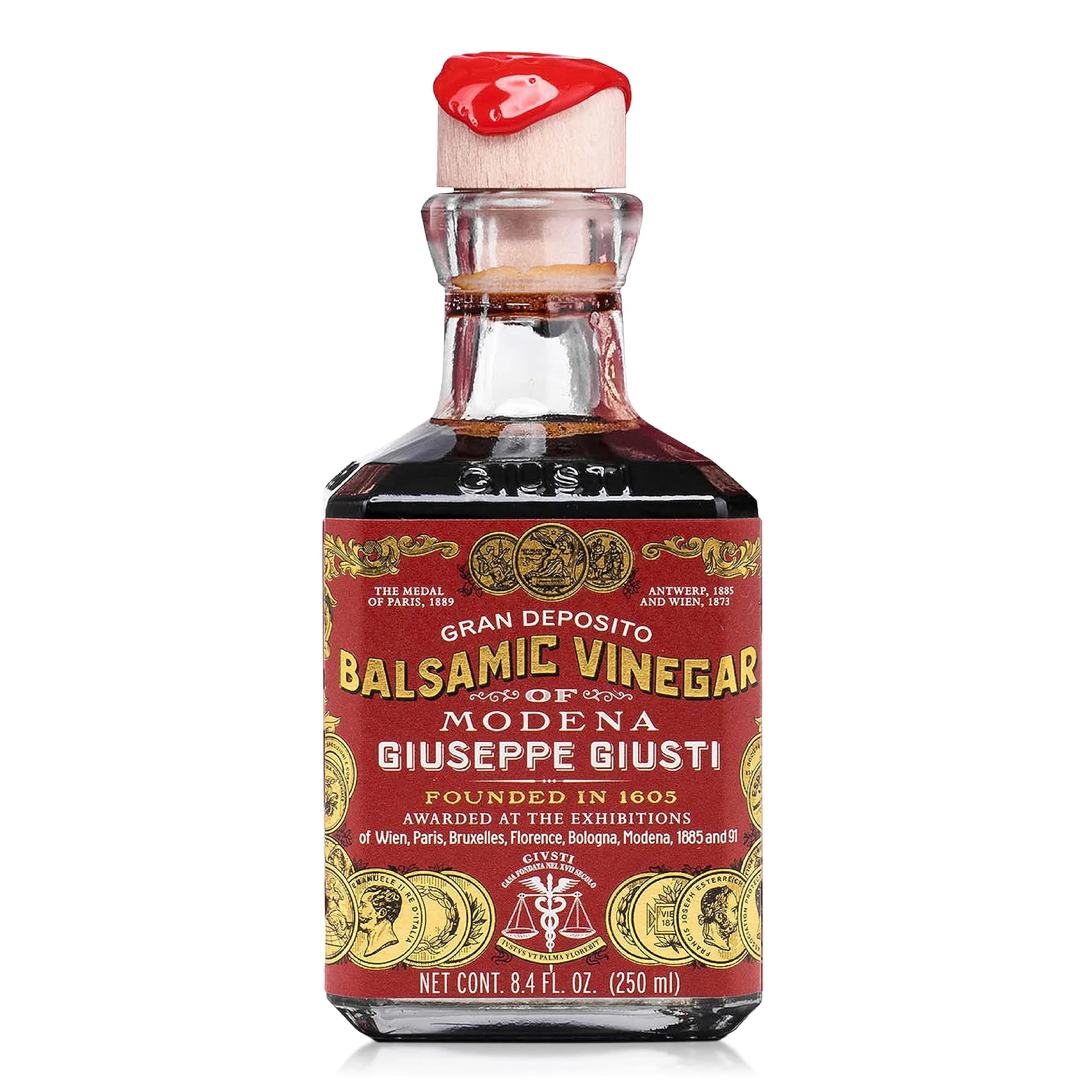 Giusti Italian Balsamic Vinegar of Modena IGP | 3 Gold Medals | Rich and Thick Gran Deposito Aceto Balsamico di Modena for Salads | Cheese and Finishing Touches | Made Inch Italy 8.45 fl Ounce/250 Milliliters -Pack of