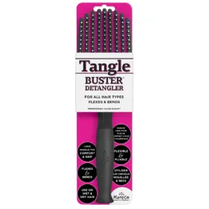 KareCo Tangle Buster Hair Brush Salon Professional Flexible Paddle | Black | Synthetic Bristles