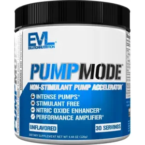 Maximum Strength Nitric Oxide Booster Supplement | Evlution Nutrition Pump Mode Powder 30 Servings (Unflavored)