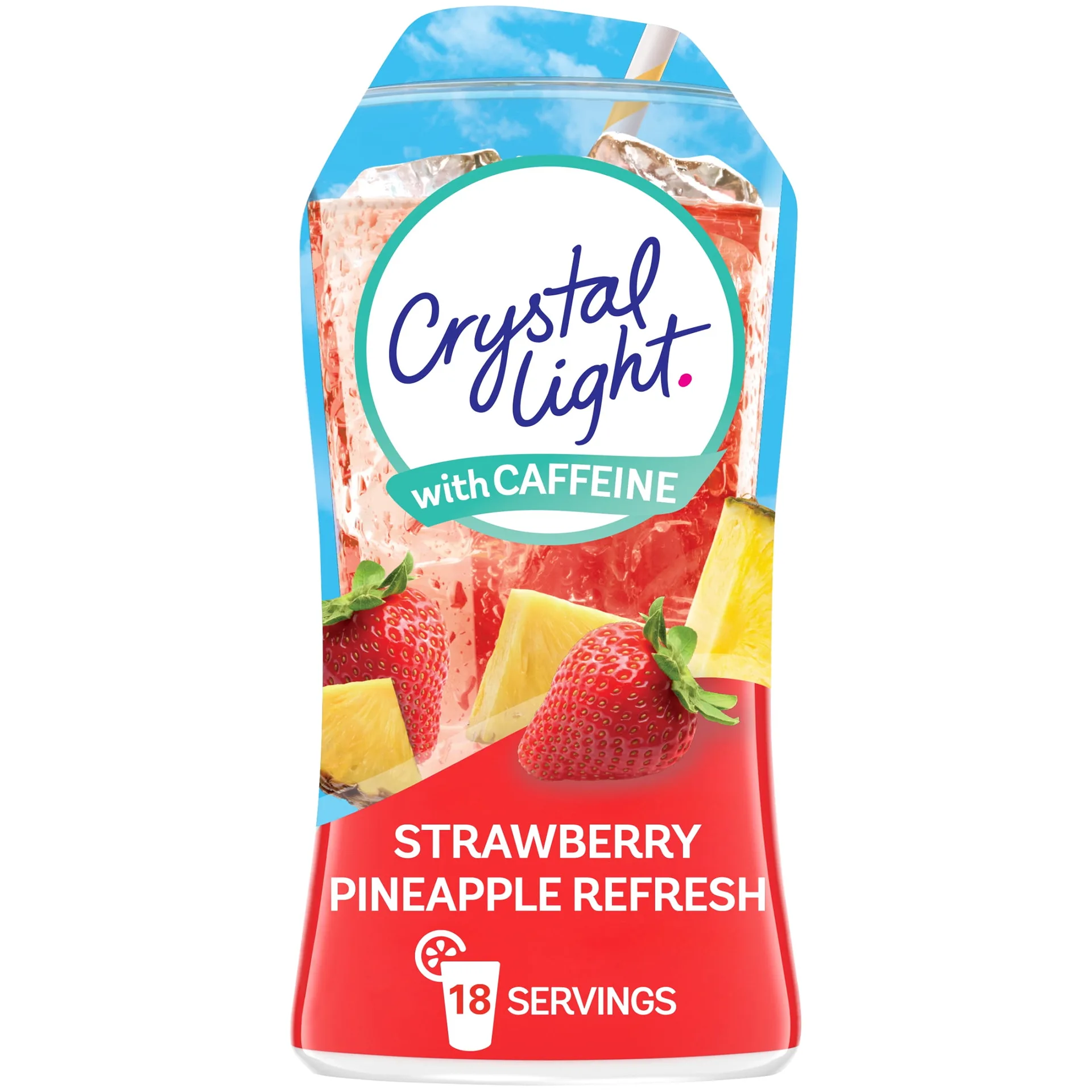 Crystal Light Liquid Strawberry Pineapple Refresh Naturally Flavored Drink Mix with Caffeine | 1.62 fl Ounce Bottle | Single