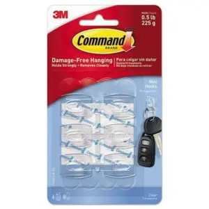 Command-2PK Clear Hooks & Strips | Plastic | Mini | 6 Hooks & 8 Strips/Pack