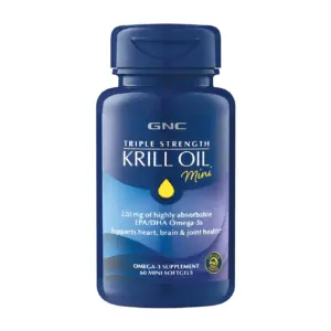 GNC Triple Strength Krill Oil Mini | 60 Softgels | for Join | Skin | Eye | & Heart Health