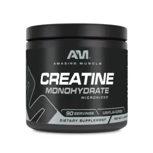 Amazing Muscle Micronized Creatine Monohydrate Unflavored Powder Supplement | 90 Servings | 5000 mg Per Serving | 1 Lb (453.5 Grams) | Ideal Pre and Post Workout Supplement | Made Inch USA