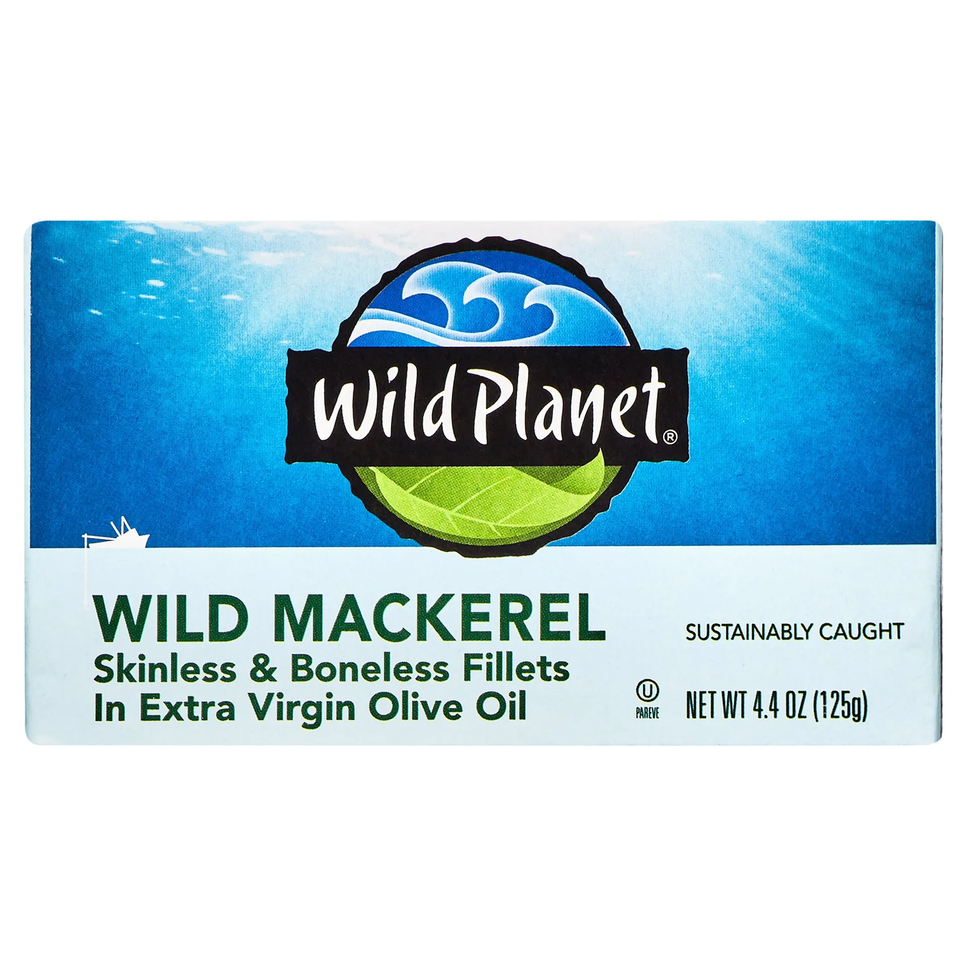 Wild Planet Wild Mackerel Skinless Boneless Fillets Inch Extra Virgin Olive Oil | 4.4 Ounce Can | Single
