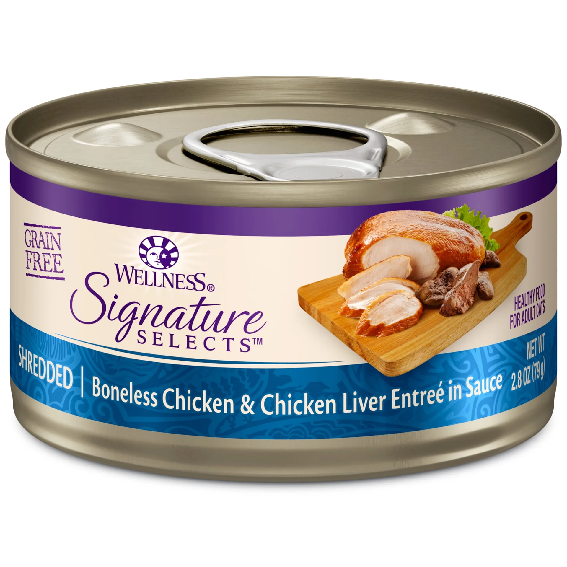 Wellness CORE Signature Selects Grain Free Canned Cat Food | Shredded Chicken and Chicken Liver Inch Sauce | 2.8 Ounces (Pack of 12) | Chicken and Chicken Liver