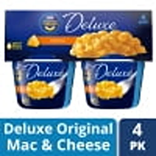 Kraft Deluxe Original Mac N Cheese Easy Microwavable Dinner | 4 ct Pack | 2.39 Ounce Cups | Shelf-Stable | Single