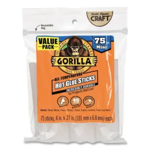 Gorilla Glue Clear 4 Dual Temp Mini Hot Glue Sticks | 75 Count | Single