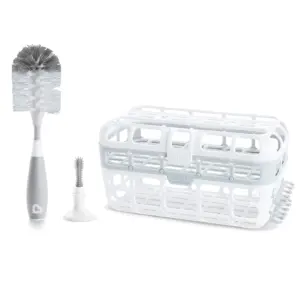 Munchkin Bristle Baby Bottle Brush | Includes Suction Base | Gray | Unisex | 1