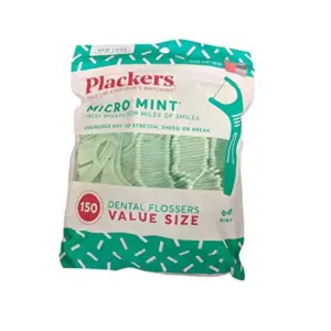 Plackers Micro Line Dental Floss Picks | Fold-Out FlipPick | Tuffloss | Easy Storage with Sure-Zip Seal | Fresh Mint Flavor | 150 Count