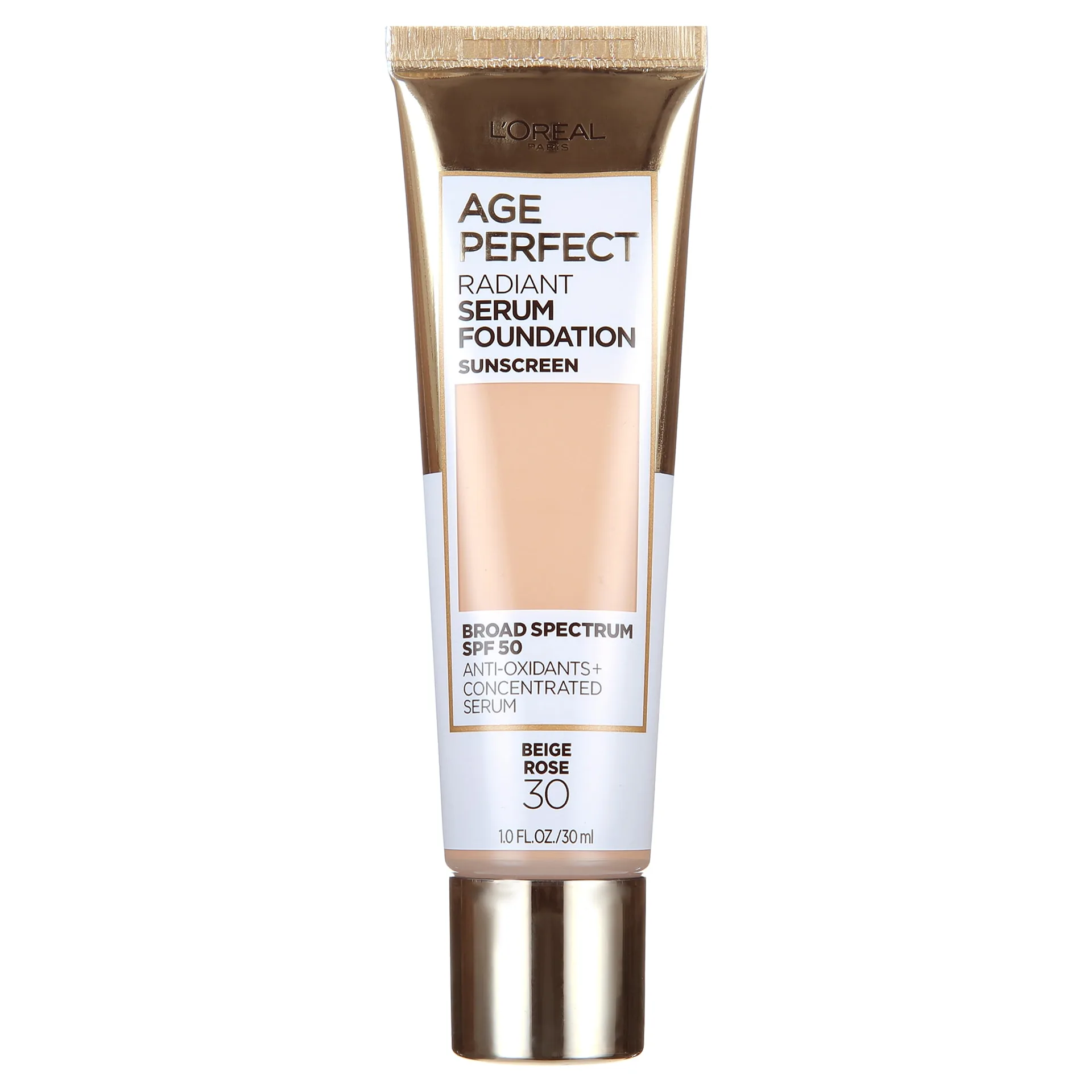 L'Oreal Paris Age Perfect Radiant Serum Foundation with SPF 50 | Beige Rose | 1 fl. Ounce. | 30 Beige Rose