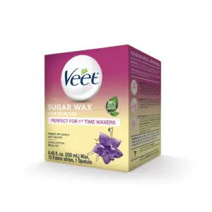 Veet Hair Removal Sugar Wax Kit with Essential Oil | Body Hair Remover For Women | 12 Count | 8.45 fl Ounce