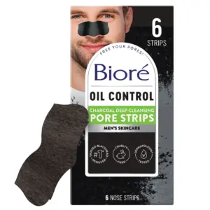 Biore Men's Skincare Charcoal Deep Cleansing Blackhead Remover Pore Nose Strips for Skin Care | 6 Ct