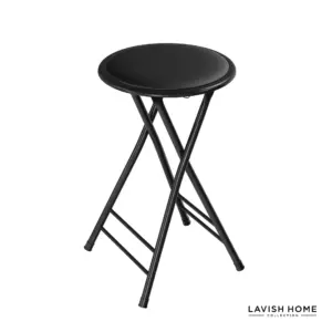 Lavish Home Counter Bar Stool | Backless 24 Inch. Portable Folding Stool with 225lb Capacity for Kitchen or Rec Room | Black