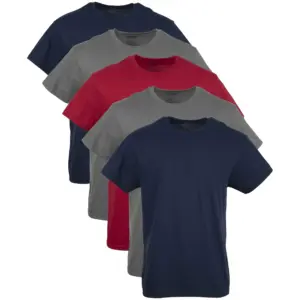 Gildan Men's Crew T-Shirts | Multipack | Style G1100 | Navy/Charcoal/Cardinal Red (5-pack) | XX-Large | Navy/Charcoal/Cardinal Red | 2XL