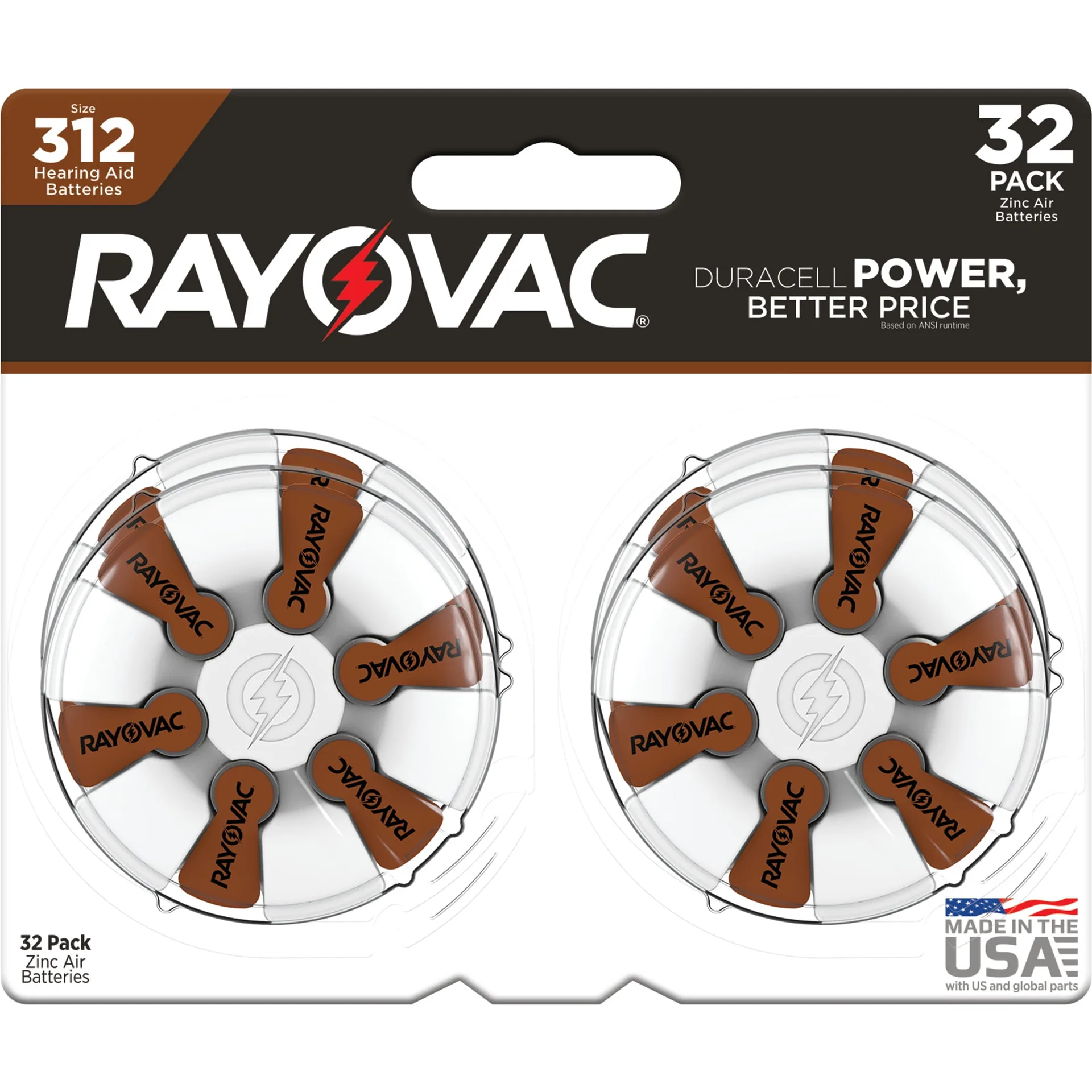 Rayovac Size 312 Hearing Aid Batteries (32 Pack) | Size 312 Batteries