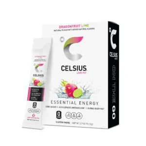 CELSIUS On The Go Energy Drink Mix | Dragonfruit Lime (14 Stick Pack)