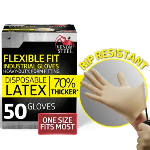 Medline Venom Steel Premium Industrial Latex Gloves | 50 Count | One Size