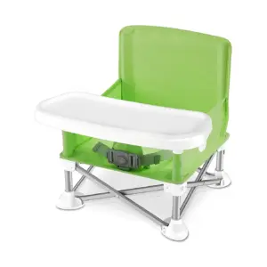 Baby Seat Booster High Chair | Portable Space Saver High Chair Toddler Seat | Portable High Chair Pop-n-Sit Folding Feeding Booster w/Safety Belt/Food Tray/Travel Bag | SereneLife SLBS66G Green