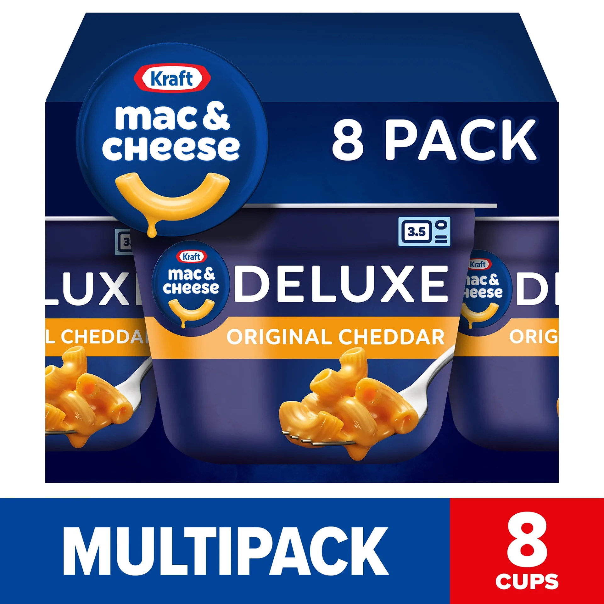 Kraft Deluxe Shelf Stable Original Mac N Cheese Microwaveable | 8 Ct Box | 2.39 Ounce Cups | Shelf-Stable