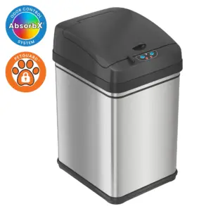iTouchless Sensor Trash Can with Locking Lid & Odor Filter Silver Stainless Steel 8 Gallon
