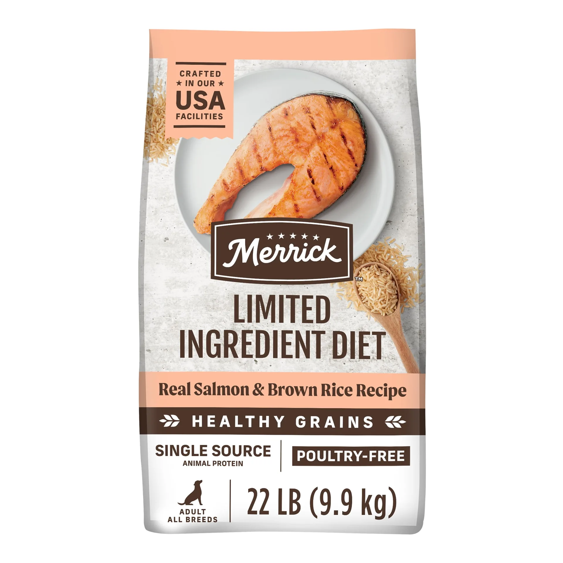 Merrick Limited Ingredient Real Salmon and Sweet Potato Dry Dog Food | Grain Free | 22 lb Bag
