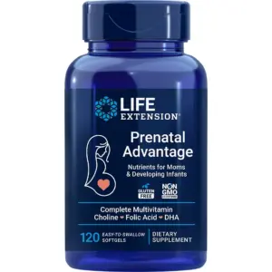 Life Extension Prenatal Advantage Supplement | Comprehensive Prenatal Vitamin | Gluten-Free | Non-GMO | 120 Softgels