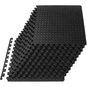 ProsourceFit Exercise Puzzle Mat 1-Inch | Black | 72 Square Feet | 18 Tiles | 1 Inch- 72 Square Feet | Black 3