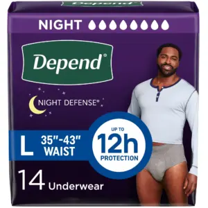 Depend Night Defense Adult Incontinence Underwear for Men | Disposable | Overnight | Small/Medium | Grey | 26 Count | Packaging May Vary
