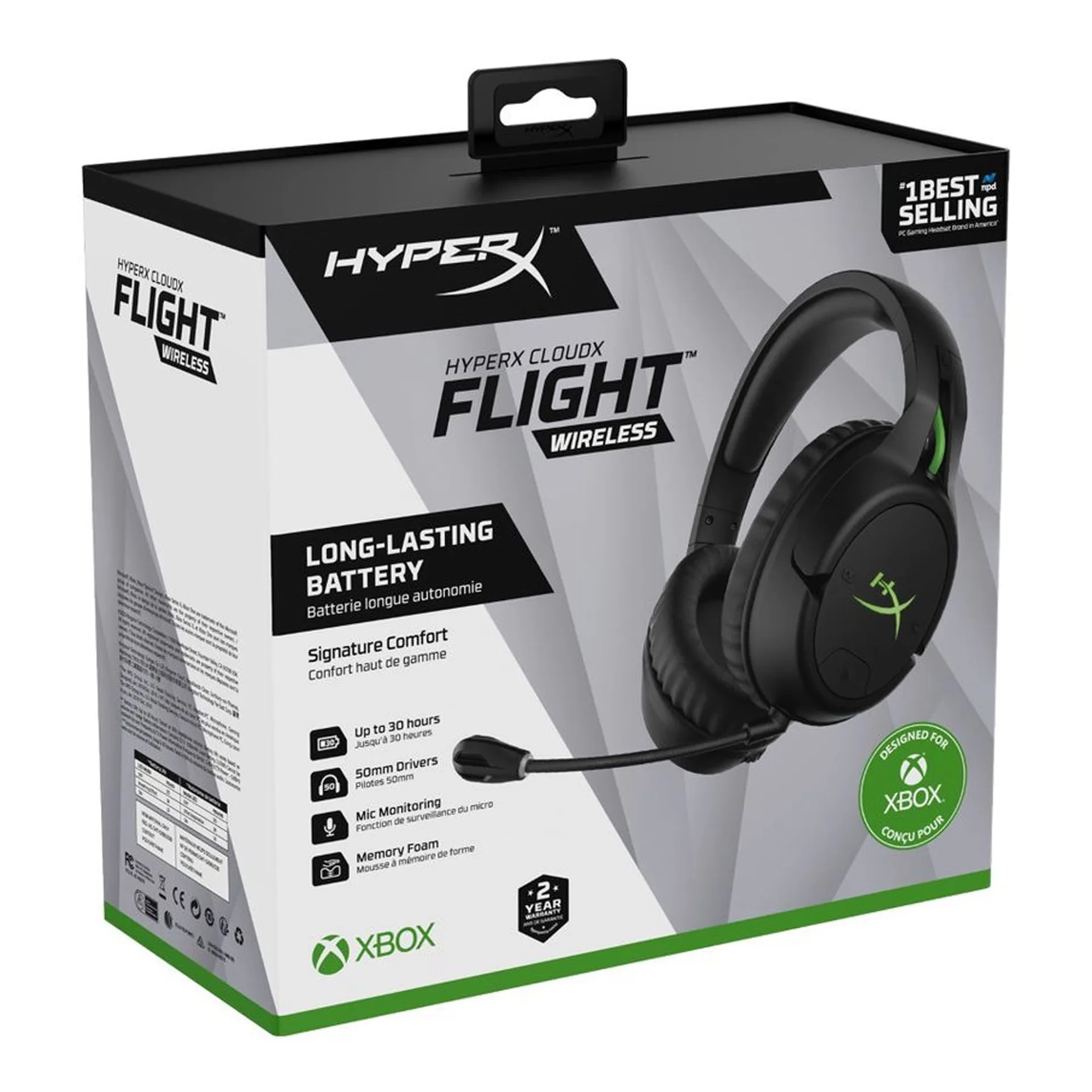 HyperX CloudX | Official Xbox Licensed Gaming Headset | Compatible with Xbox One & Series X | S | Memory Foam Ear Cushions | Detachable Noise-Cancelling Mic | Inch-line Audio Controls,Black/ Silver