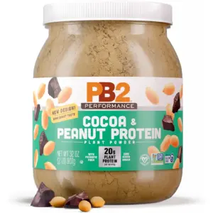 PB2 Performance Peanut Plant Based Vegan Protein Powder | 20g Complete Protein | No Added Sugar | Prebiotic Fiber | Dairy Free | Certified Vegan | Non-GMO | & Gluten Free [Peanut with Dutch Cocoa | 2lb] | 32oz | Peanut with Dutch Cocoa