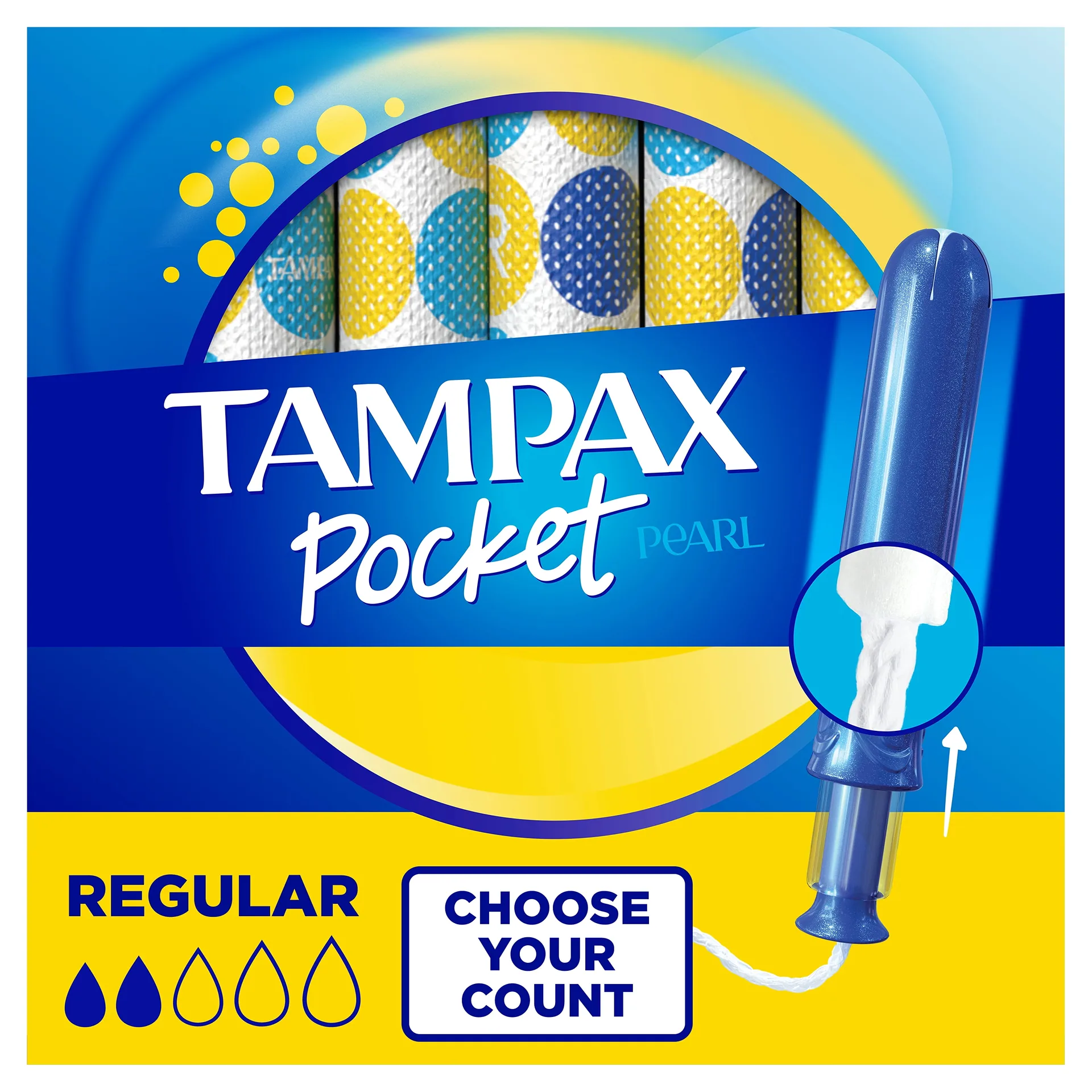 Tampax Pocket Pearl Tampons | Unscented | Regular Absorbency | 16 Ct