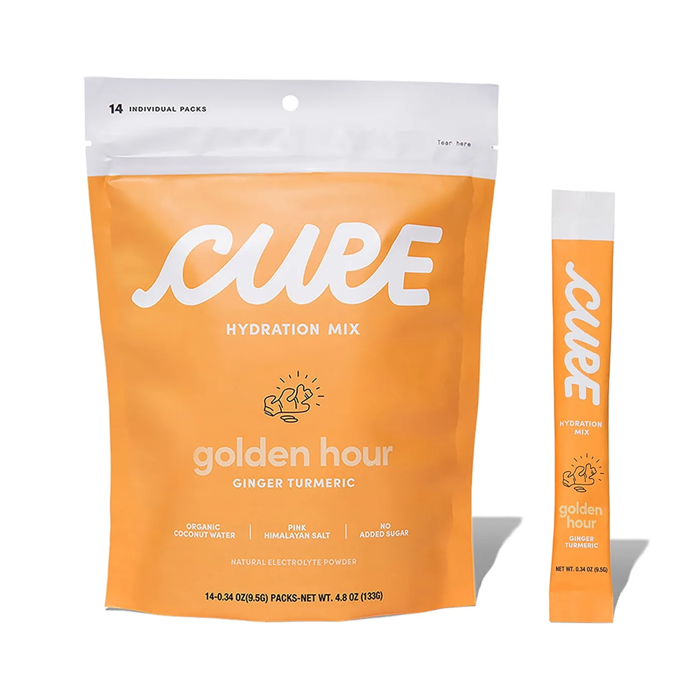 Cure Hydration Electrolyte Drink Mix | Golden Hour Ginger Turmeric | Pack of 14 | FSA/HSA Approved