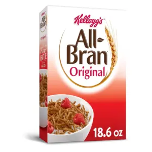 Kellogg's All Bran Breakfast Cereal | 8 Vitamins & Minerals | High Fiber Cereal | Original | 18.6oz Box | Single