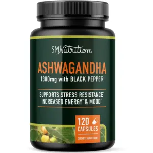 Ashwagandha for Stress Resistance and Energy Support | 1300mg High Absorption Adaptogen | Organic Ashwagandha Root Powder | Non-GMO | 120 Ct