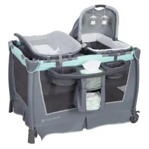 Baby Trend Retreat Nursery Center Playard with Bassinet & Travel Bag | Hint of Mint Green