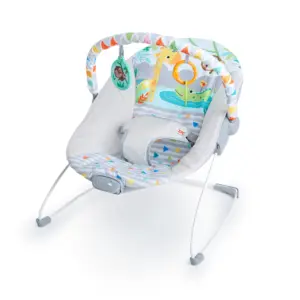 Bright Starts Vibrating Infant Baby Bouncer with Toy Bar | Safari Fun