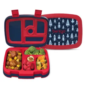 Bentgo Kids Prints Leak-Proof | 5-Compartment Bento-Style Kids Lunch Box | BPA-Free | Dishwasher Safe | Food-Safe Materials (Rocket)